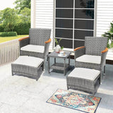 5-Piece Gray Wicker Outdoor Patio Furniture Set - Sleep Galleria