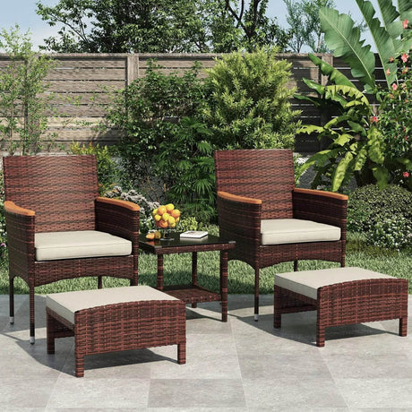 5-Piece Gray Wicker Outdoor Patio Furniture Set - Sleep Galleria