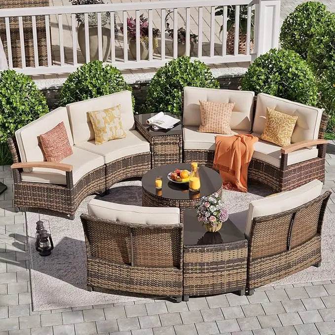 9-Piece Half-Moon Outdoor Patio Furniture Set - Sleep Galleria