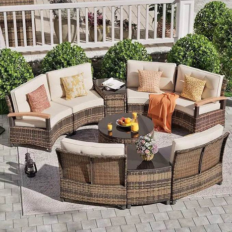 9-Piece Half-Moon Outdoor Patio Furniture Set - Sleep Galleria