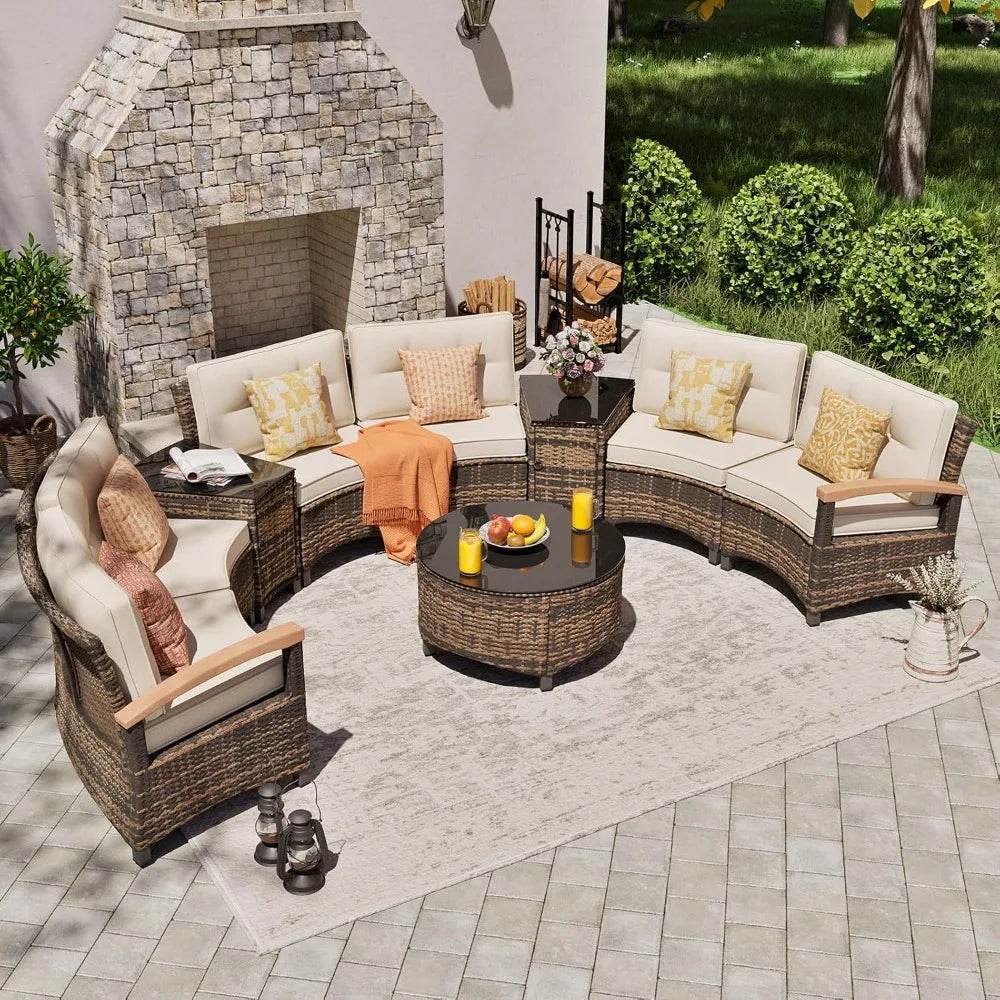 9-Piece Half-Moon Outdoor Patio Furniture Set - Sleep Galleria