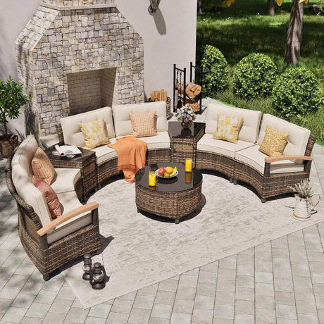 9-Piece Half-Moon Outdoor Patio Furniture Set - Sleep Galleria