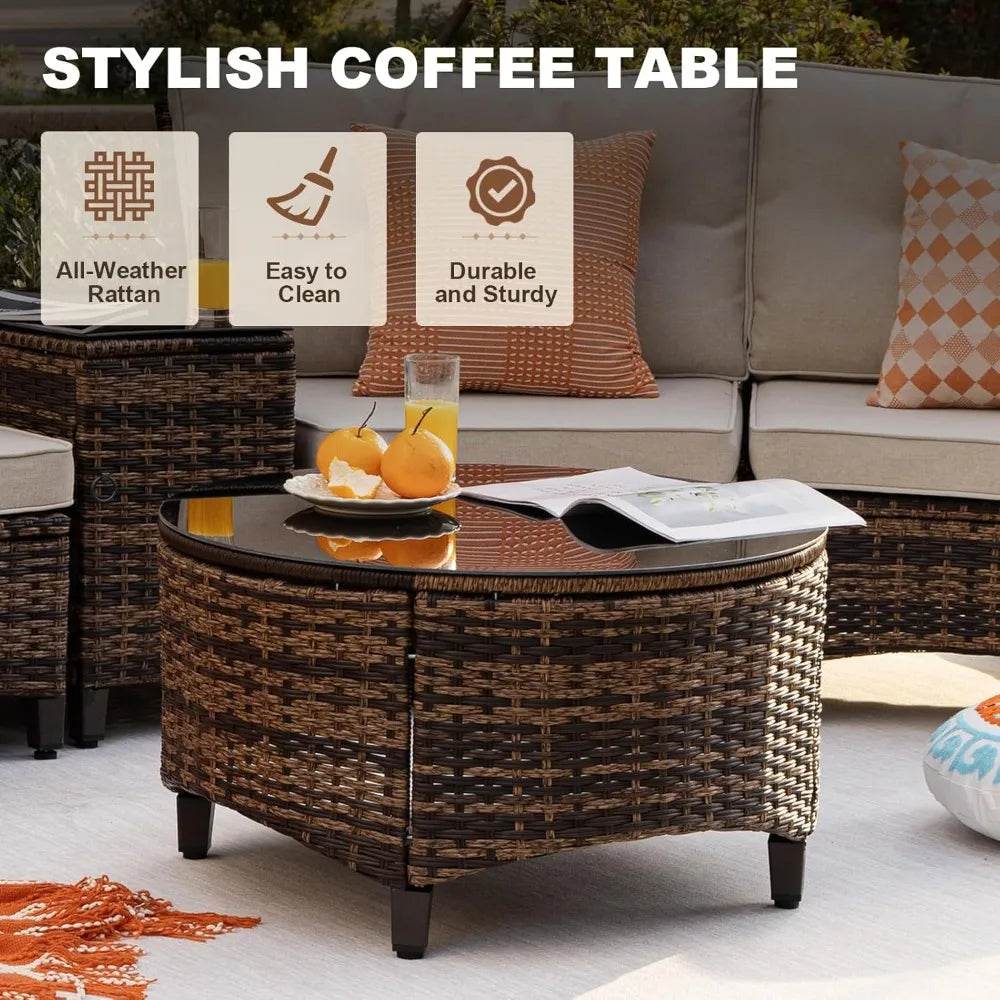 9-Piece Half-Moon Outdoor Patio Furniture Set - Sleep Galleria