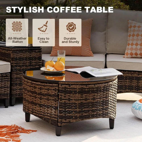 9-Piece Half-Moon Outdoor Patio Furniture Set - Sleep Galleria