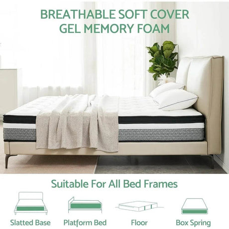 Medium Firm Hybrid 12-Inch Pillow Top Mattress - Sleep Galleria