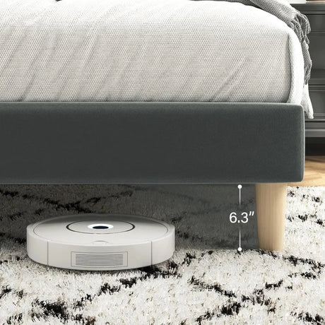 Velvet Upholstered Platform Bed Frame With Noise - Free Support - ANGDUO - Sleep Galleria