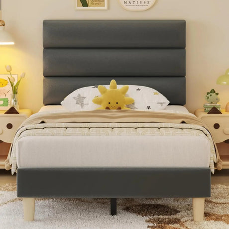 Velvet Upholstered Platform Bed Frame With Noise - Free Support - ANGDUO - Sleep Galleria