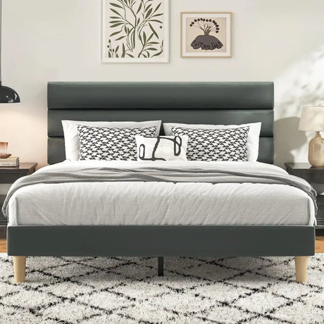 Velvet Upholstered Platform Bed Frame With Noise - Free Support - ANGDUO - Sleep Galleria