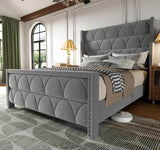Velvet Wingback Platform Bed Frame - Sleep Galleria