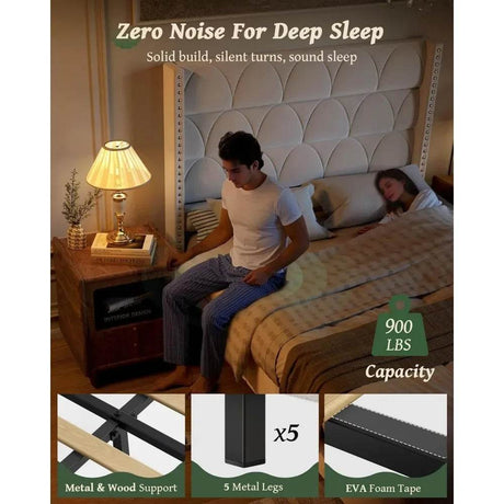 Velvet Wingback Platform Bed Frame - Sleep Galleria