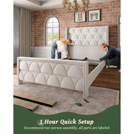 Velvet Wingback Platform Bed Frame - Sleep Galleria