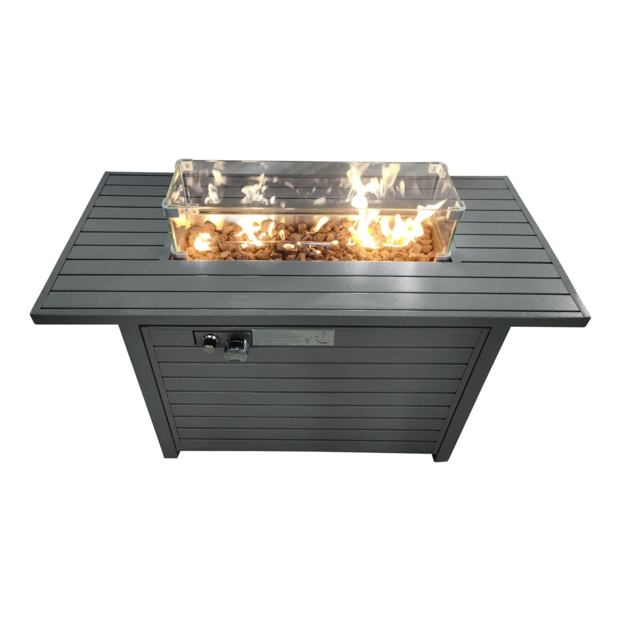 Steel Rectangular Propane Fire Pit Table With Lid