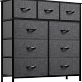 DWVO Chest of Drawer with 9 Drawers for Bedroom Fabric Dresser Storage Drawers with Handles Metal Frame for Living Room, Hallway, Nursery