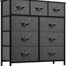 DWVO Chest of Drawer with 9 Drawers for Bedroom Fabric Dresser Storage Drawers with Handles Metal Frame for Living Room, Hallway, Nursery
