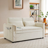 Velvet Pull Out Sofa Bed With Adjustable Backrest