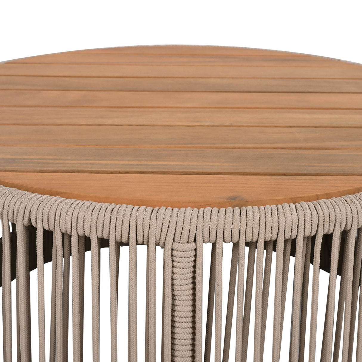 Rustic Acacia Wood Iron Rope Outdoor Coffee Table - Sleep Galleria