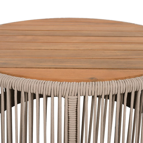 Rustic Acacia Wood Iron Rope Outdoor Coffee Table - Sleep Galleria