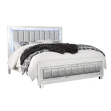 King Modern White Rubberwood Panel Bed Frame With LED