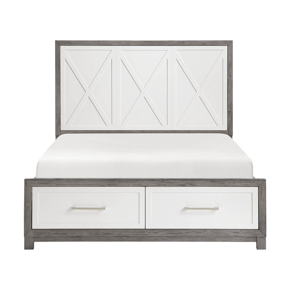 Queen Wood Platform Bed With Footboard Storage