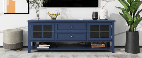 Modern Blue MDF TV Stand With Storage Cabinet - Sleep Galleria