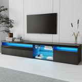 Modern Black Particle Board TV Stand With LED Lighting