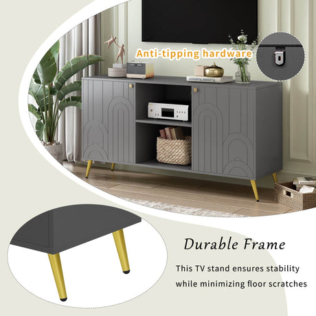 Modern Gray MDF TV Stand With Adjustable Shelf - Sleep Galleria