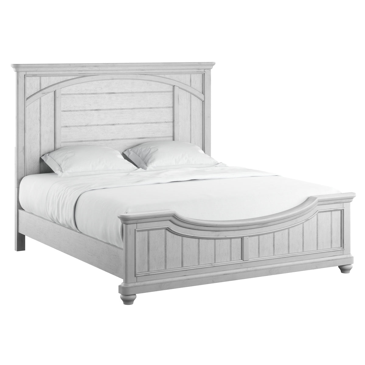 Queen Solid Wood Gray Panel Bed Frame