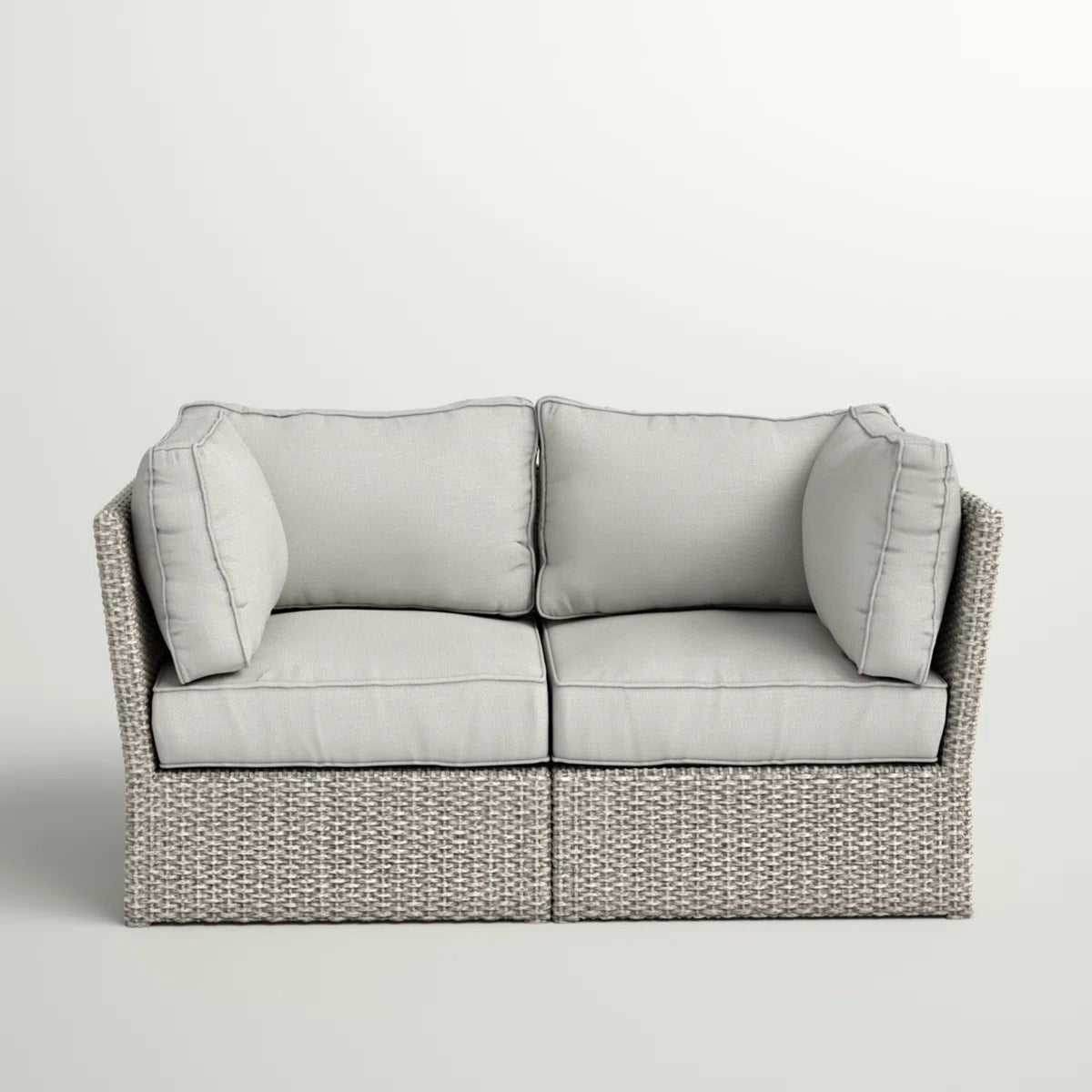 Outdoor Weather-Resistant Wicker Loveseat With Cushions