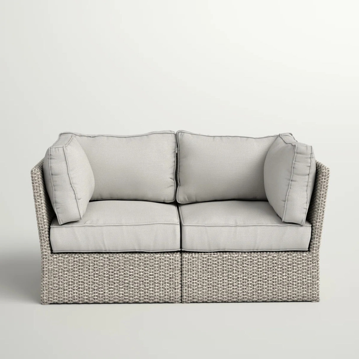 Outdoor Weather-Resistant Wicker Loveseat With Cushions