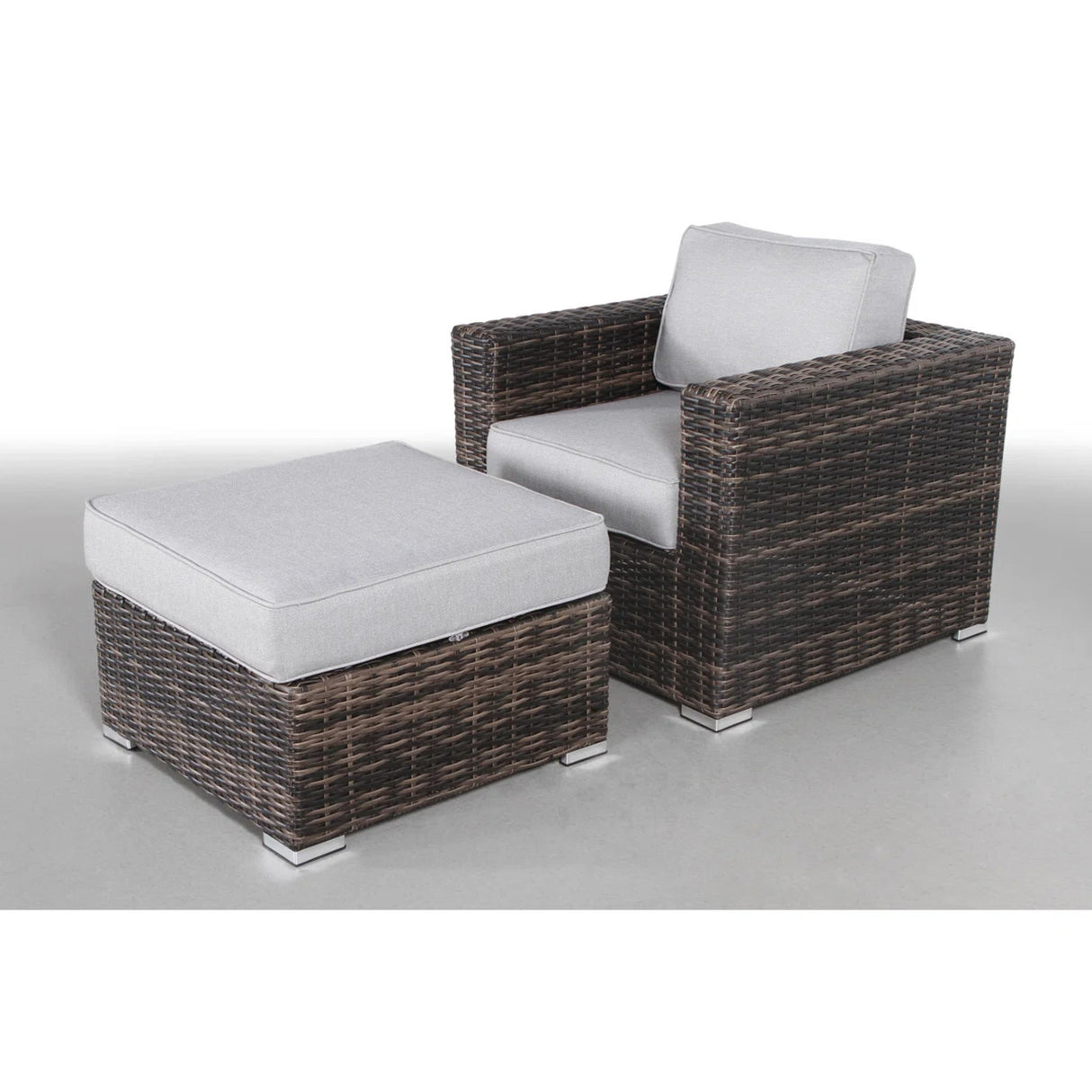 Oversized Weather-Resistant Wicker Armchair With Ottoman