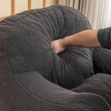 Dark Gray Teddy Foam Bean Bag Chair - Calmora - Sleep Galleria
