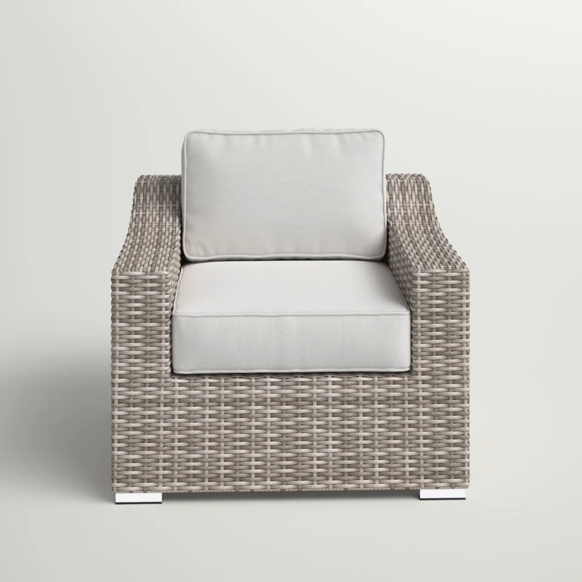 Modern Grey Wicker Outdoor Patio Armchair With Cushions
