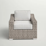 Modern Grey Wicker Outdoor Patio Armchair With Cushions