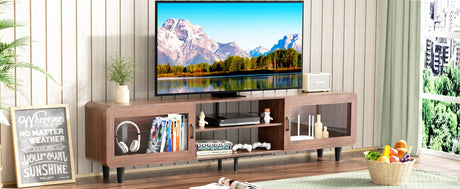 Mid Century Modern Walnut Wood TV Stand With Charging Station - Sleep Galleria