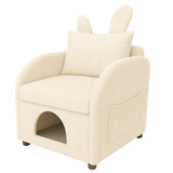 Beige Bunny-Ear Pet Furniture Chair With Hideaway