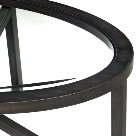 Modern Round Tempered Glass Coffee Table With Wood Base - Sleep Galleria