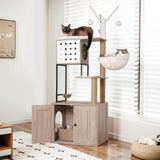 3-in-1 Space-Saving Cat Tree With Litter Box Enclosure