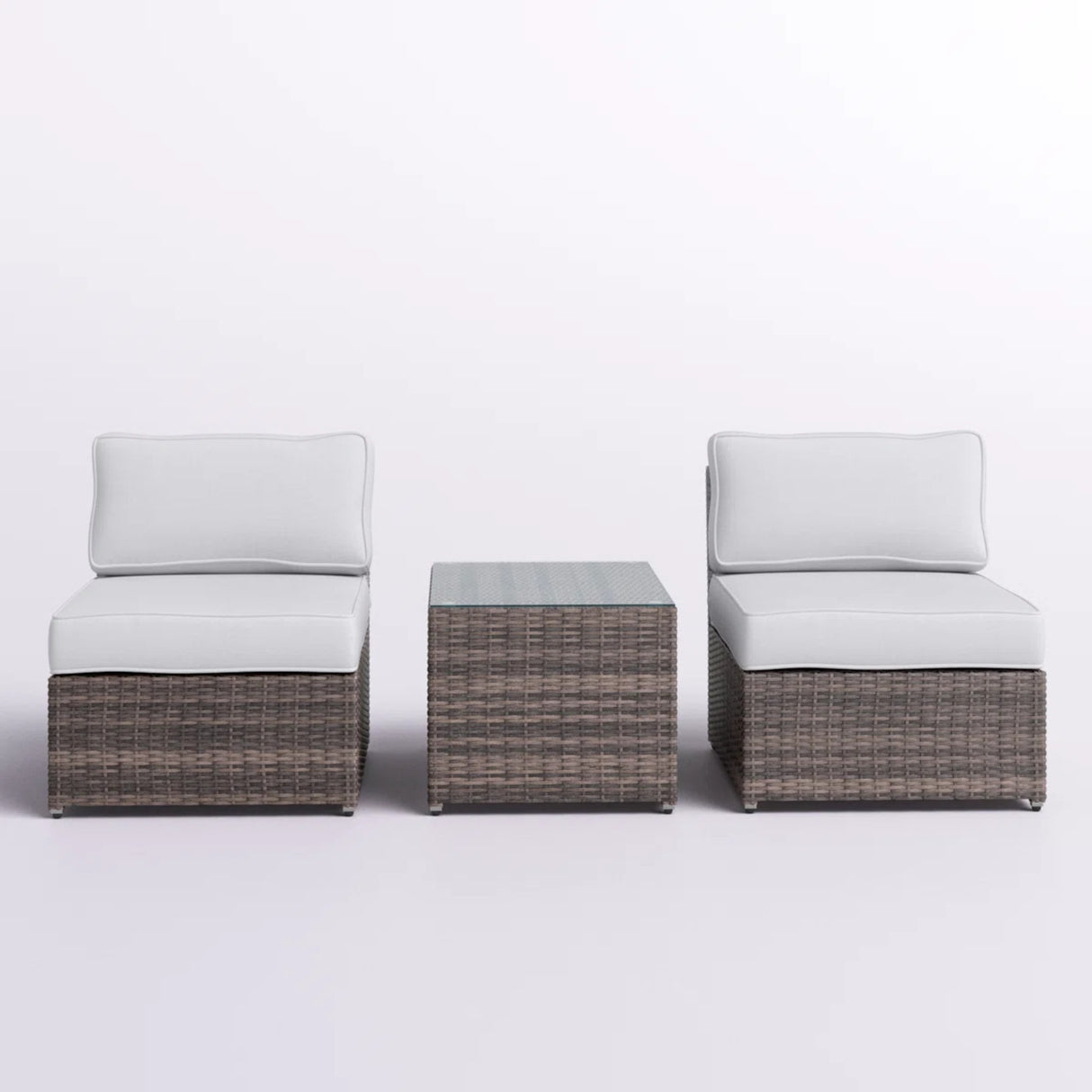 Outdoor Rattan Wicker 2-Person Seating Set With Cushions