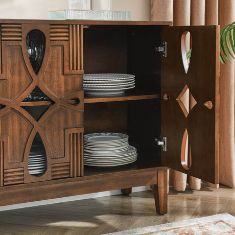 Mid Century Modern Walnut Solid Wood Sideboard Cabinet - Sleep Galleria