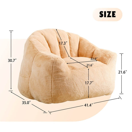 High - Density Foam Faux Fur Beanbag Chair - Calmora - Sleep Galleria