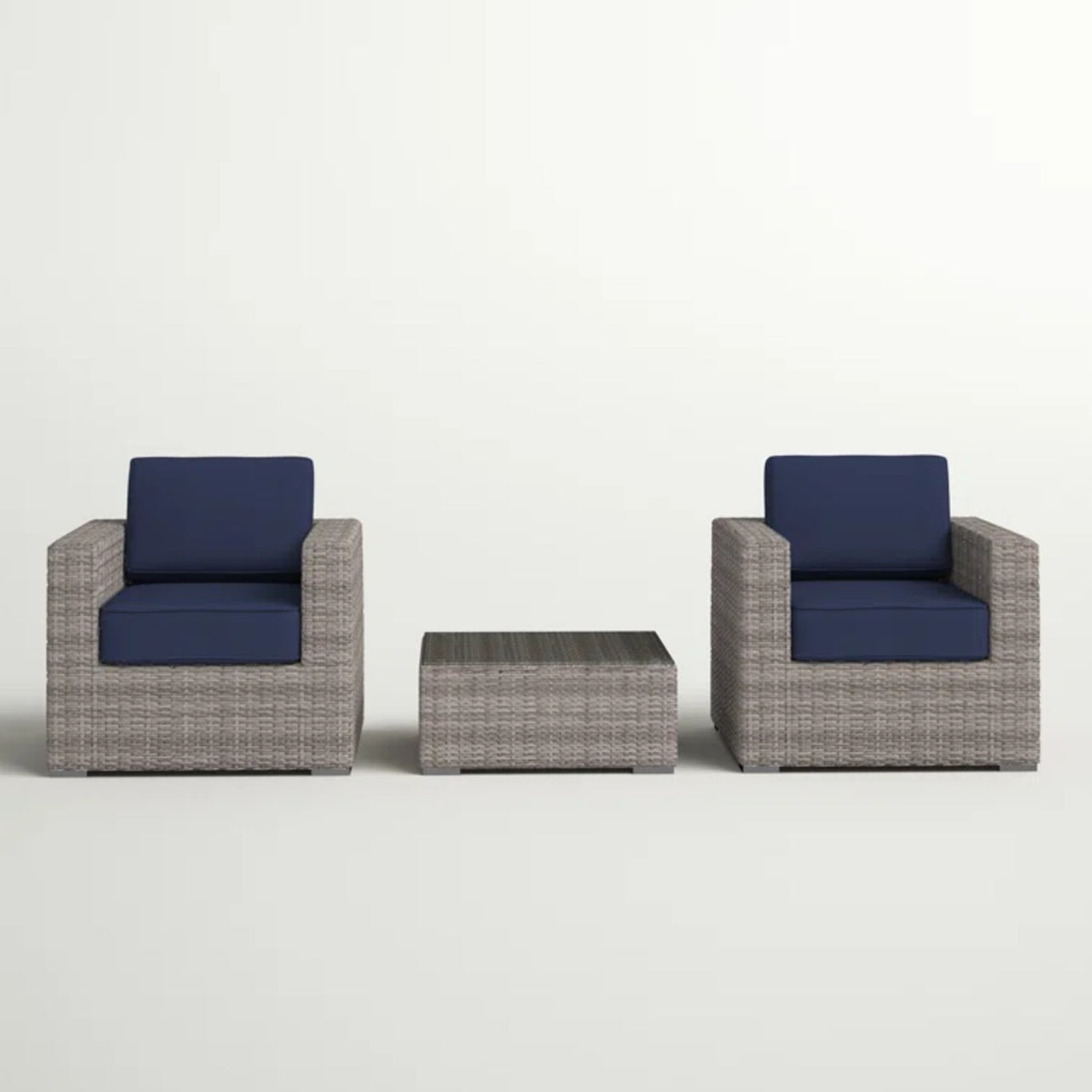 Outdoor Rattan Wicker 2-Person Seating Set With Cushions