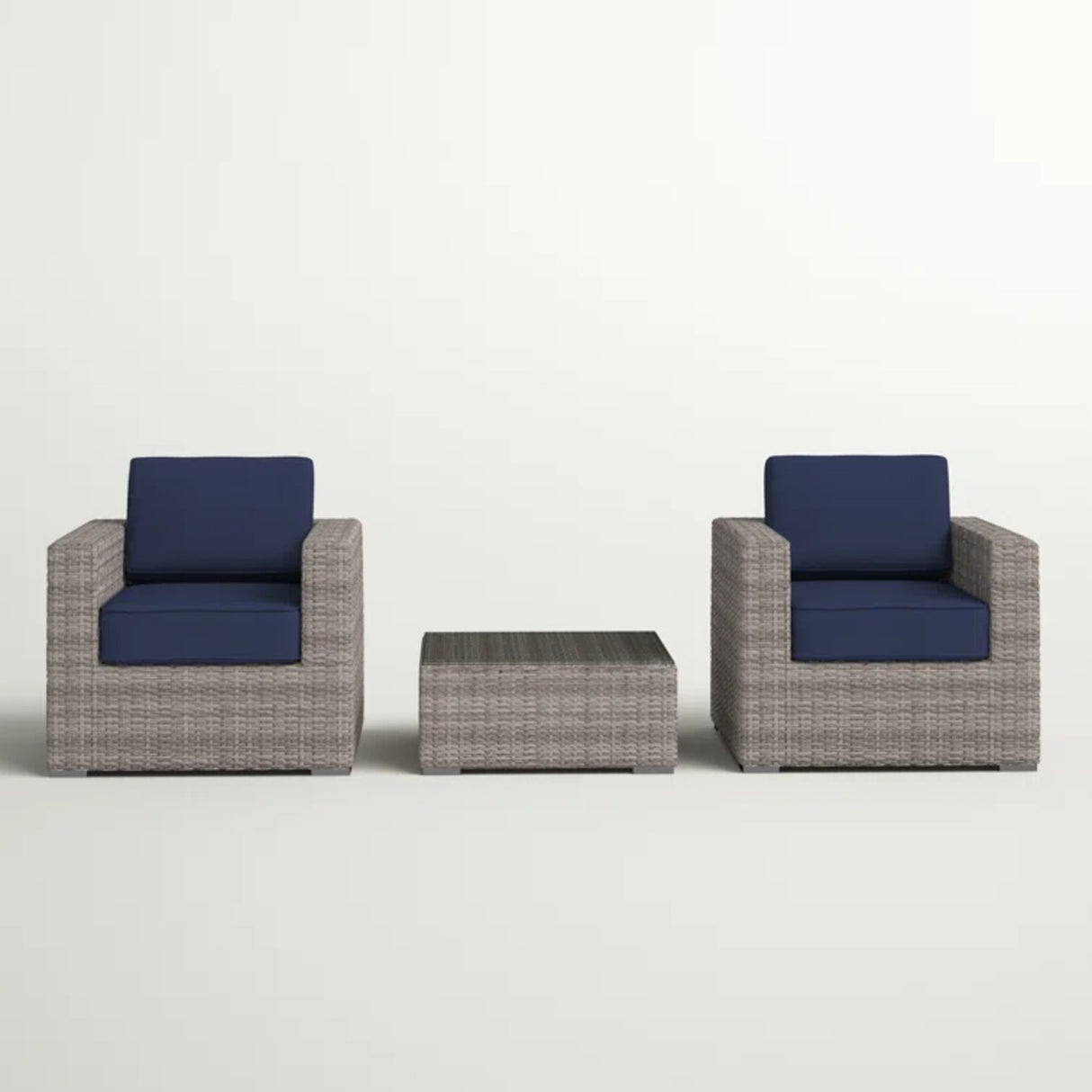 Outdoor Rattan Wicker 2-Person Seating Set With Cushions