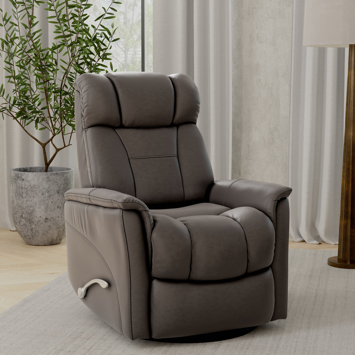 Swivel Glider Recliner With Manual Adjustable Headrest