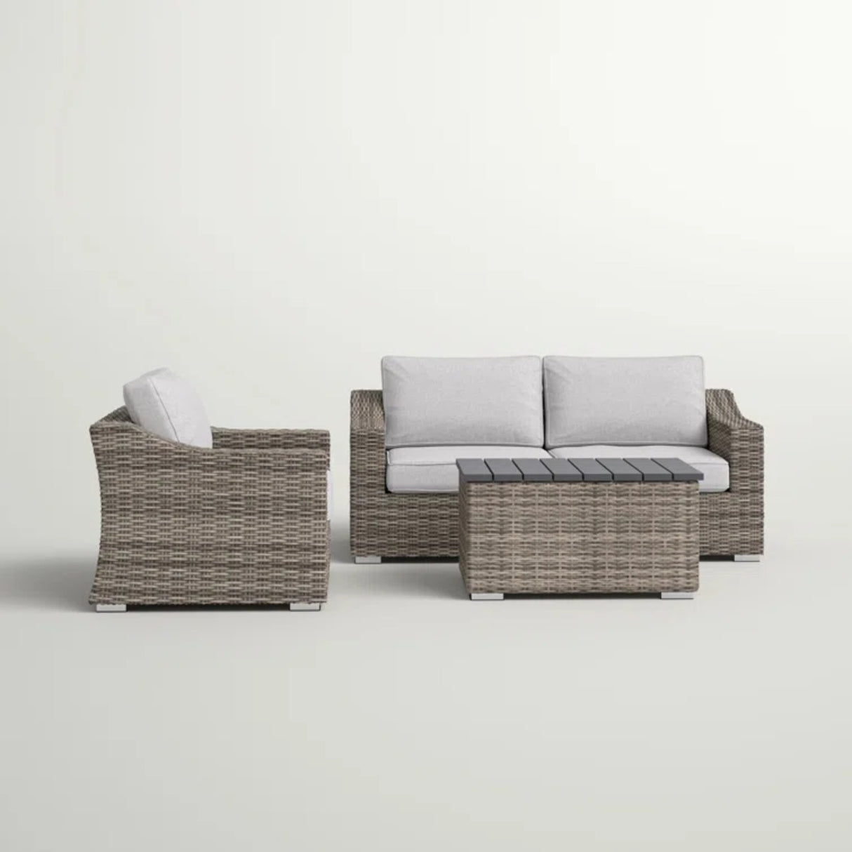 Rattan Wicker 3-Person Outdoor Patio Seating Group