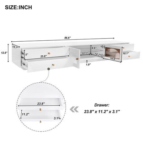 Modern White Particle Board TV Stand With Drawers - Sleep Galleria