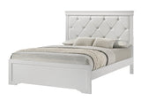 Modern White Wood Upholstered Panel Queen Bed Frame