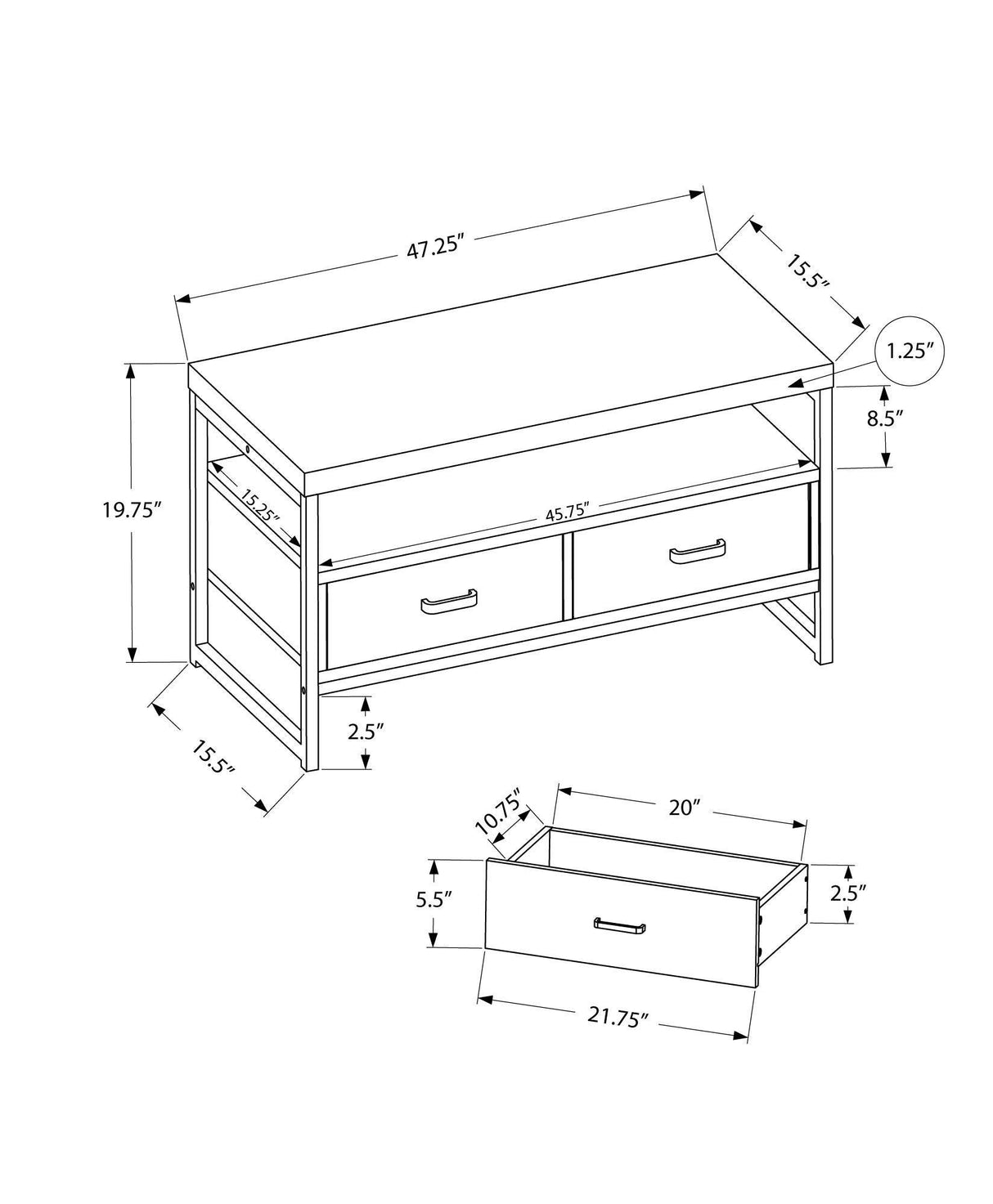48-Inch Grey Laminate TV Stand With Storage Drawers - Sleep Galleria