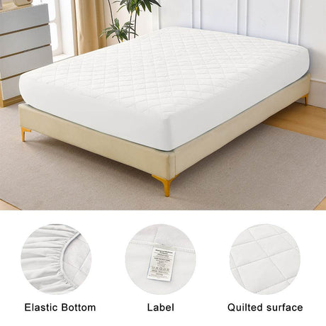 Waterproof Cotton Diamond Grid Mattress Protector Queen - Sleep Galleria