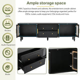 Retro Vintage Black TV Stand With Fluted Glass Doors - Sleep Galleria