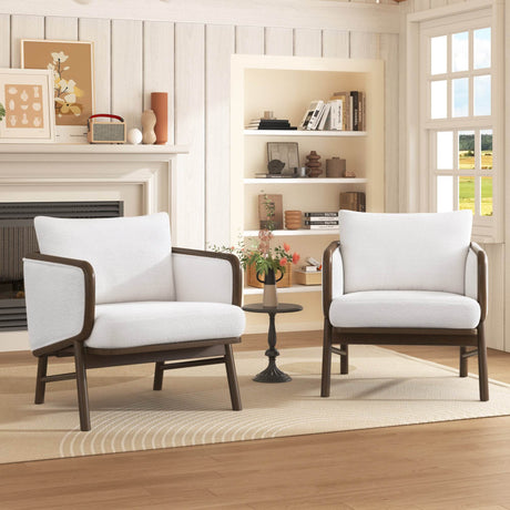 Set of 2 Sherpa Fabric Upholstered Accent Chairs - Sleep Galleria